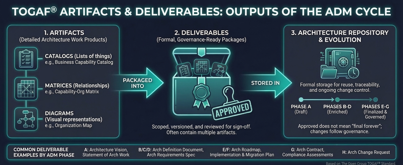 TOGAF Artifacts and Deliverables infographic