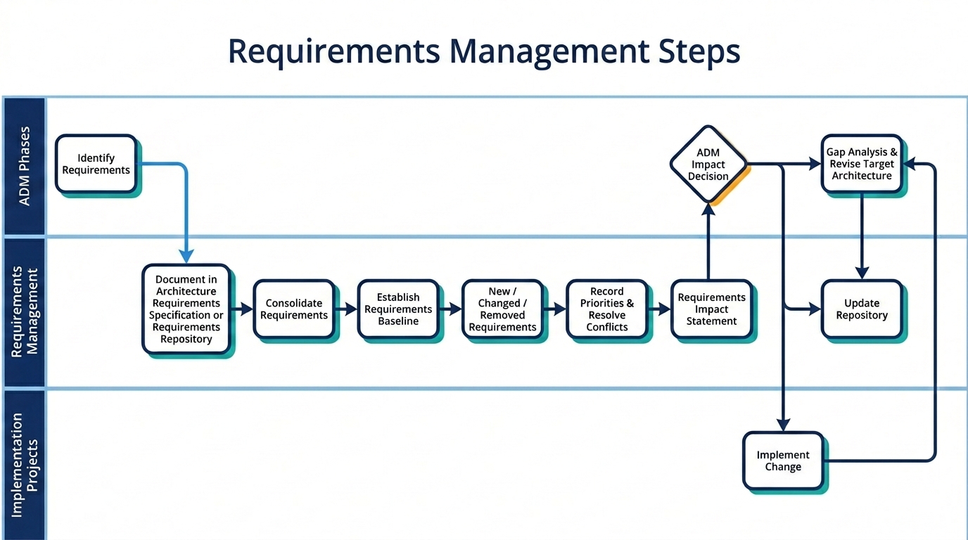 Requirements management steps flow